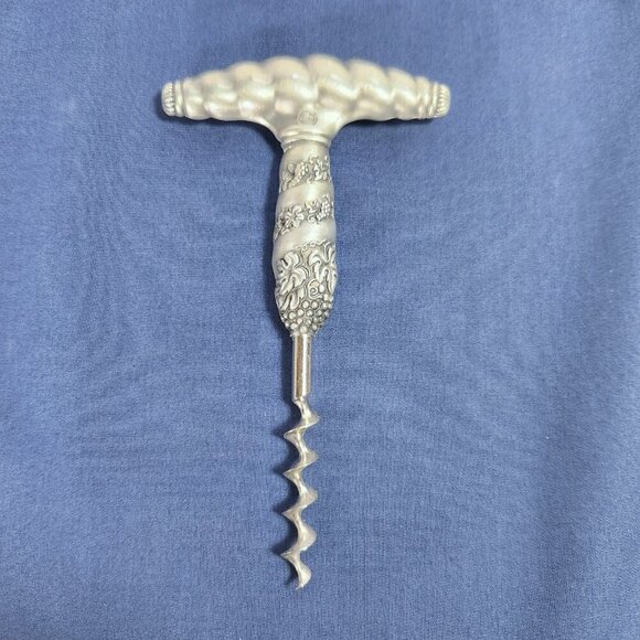WMF Zinn Pewter Wine Opener Screw-Pull Grapes Leaves Design Vintage - Picture 2 of 7